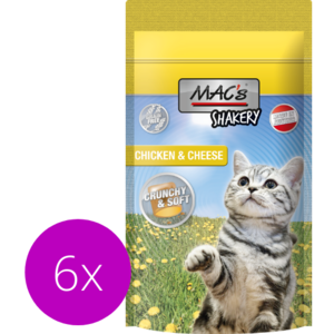 Mac’s Shakery Kattensnoepjes Chicken & Cheese - Graanvrij - Gebit Reinigend - 6 x 60g