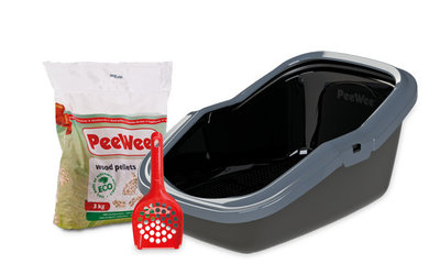 Peewee open kattenbak EcoMinor zwart / antraciet