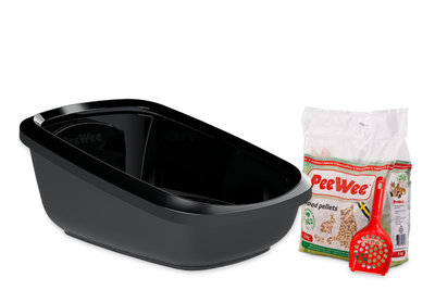 Peewee extra grote open kattenbak EcoGranda zwart