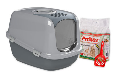 Peewee kattenbak EcoDome XXL kattenbak antraciet / grijs